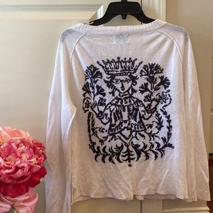 $495 KOCH | QUEEN Longfellow white linen cardigan women’s small